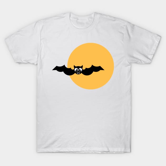 Cartoon bat with vampire teeth flying T-Shirt by SooperYela